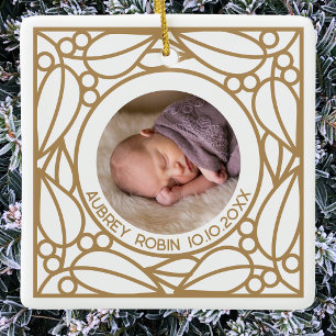 Adorno De Cerámica Navidad moderna primera personalizada foto enmarca
