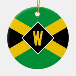 Adorno De Cerámica Navidad Monograma Bandera Jamaicana