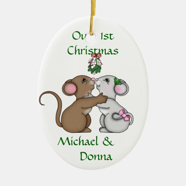 Adorno De Cerámica Navidad Mousey del amor (Frente)