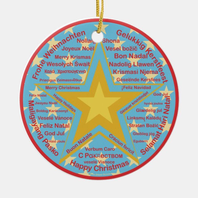 Adorno De Cerámica Navidad multilingüe (Frente)