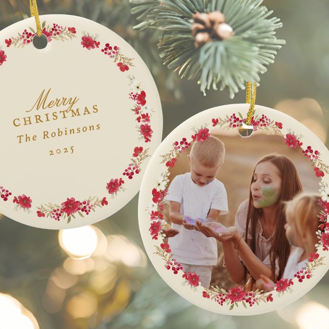 Adorno De Cerámica navidad navideña de flores botánicas (Subido por el creador)