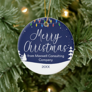 Adorno De Cerámica Navidad Negocios Personalizados Festivo Azul