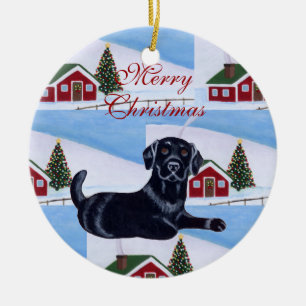 Adorno De Cerámica Navidad negro personalizado del perrito del