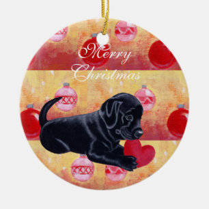Adorno De Cerámica Navidad negro personalizado del perrito del