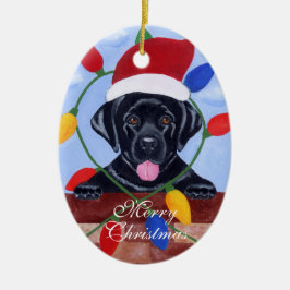 Adorno De Cerámica Navidad negro personalizado del perrito del