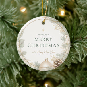 Adorno De Cerámica Navidad Neutral Elegante Moderna 