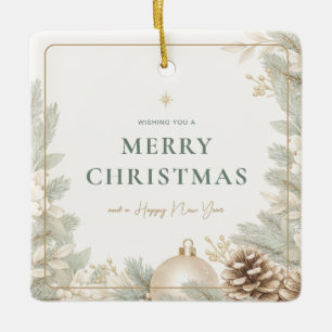 Adorno De Cerámica Navidad Neutral Moderno Elegante