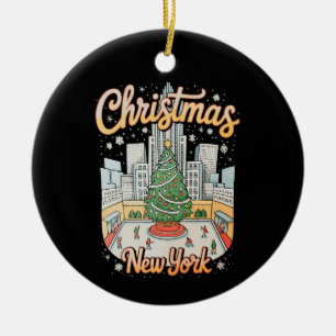 Adorno De Cerámica Navidad Nueva York NY Xmas Viaje Temporada Vacacio