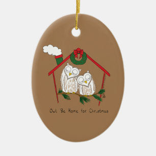 Adorno De Cerámica Navidad Owl Be Home Cute