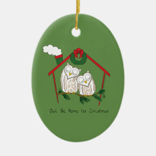 Adorno De Cerámica Navidad Owl Be Home Cute