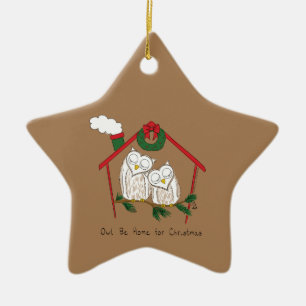 Adorno De Cerámica Navidad Owl Be Home Cute