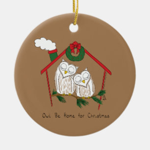 Adorno De Cerámica Navidad Owl Be Home Cute