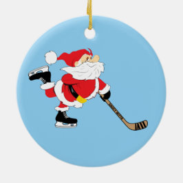 Adorno De Cerámica Navidad patinador de Santa del hockey