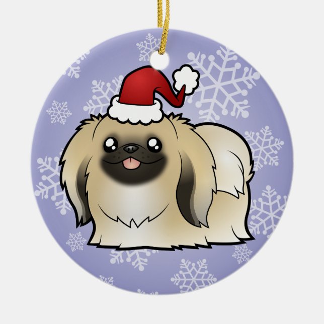 Adorno De Cerámica Navidad Pekingese (demostración cortada) (Frente)