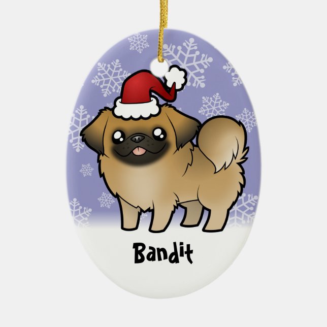 Adorno De Cerámica Navidad Pekingese (perrito cortado) (Frente)