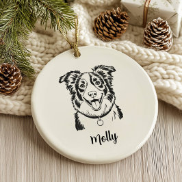 Adorno De Cerámica Navidad Perro Border Collie Personalizada