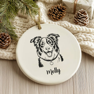 Adorno De Cerámica Navidad Perro Border Collie Personalizada