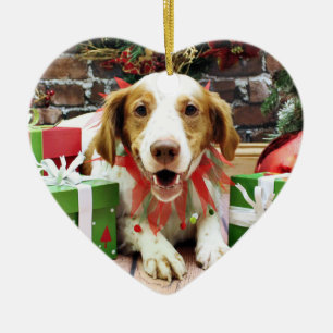 Adorno De Cerámica Navidad - perro de aguas de Bretaña - Kinnick