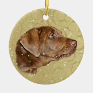 Adorno De Cerámica Navidad, perro del labrador retriever