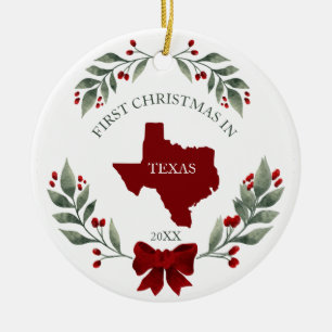 Adorno De Cerámica Navidad personalizada 1ra en el estado de Texas