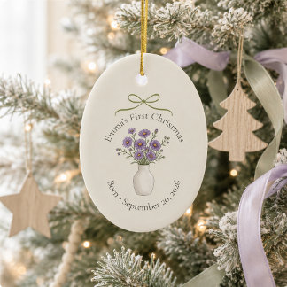 Adorno De Cerámica Navidad personalizada con la flor de nacimiento de