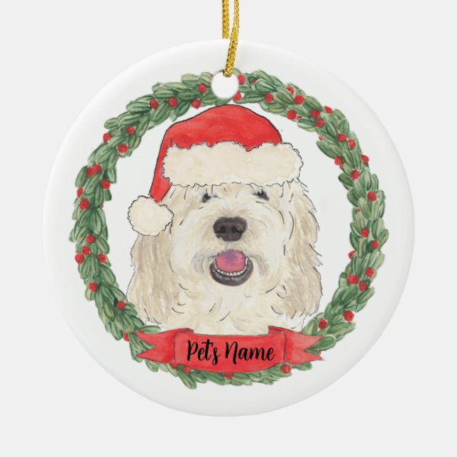 Adorno De Cerámica Navidad personalizada de Doodle crema blanca (Frente)