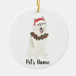 Adorno De Cerámica Navidad personalizada de Husky