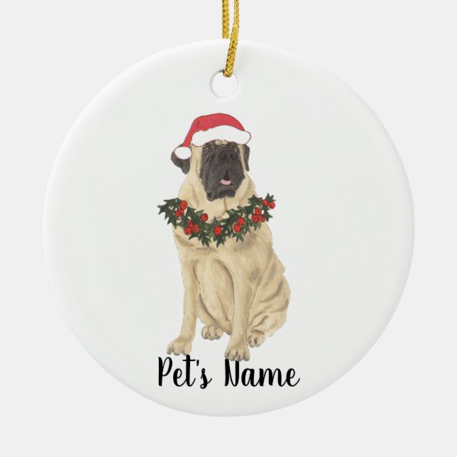 Adorno De Cerámica Navidad personalizada de Mastiff (Frente)