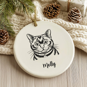 Adorno De Cerámica Navidad personalizada gato Bombay