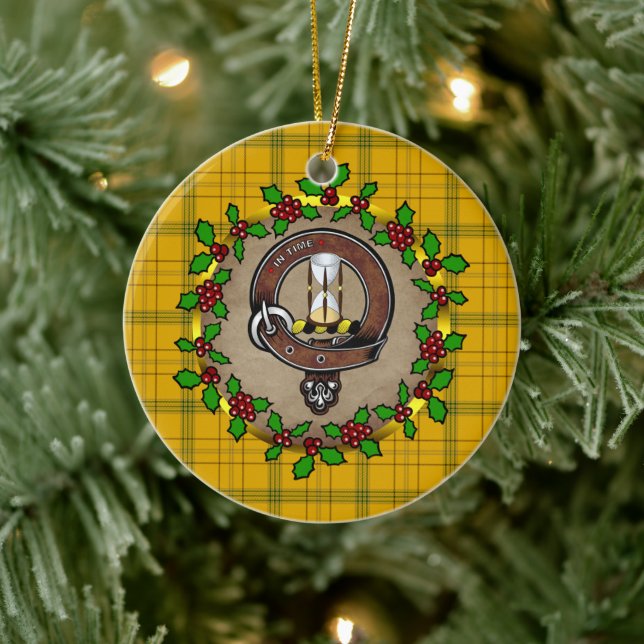 Adorno De Cerámica Navidad personalizada Houston Clan Badge y Tartán (Árbol)