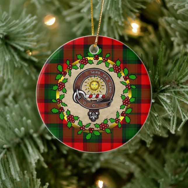 Adorno De Cerámica Navidad personalizada Kerr Clan Badge y Tartán (Árbol)