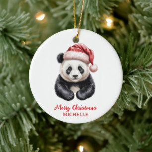 Adorno De Cerámica Navidad personalizada Oso Panda Lindo