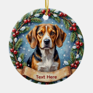 Adorno De Cerámica Navidad Personalizada para Beagle