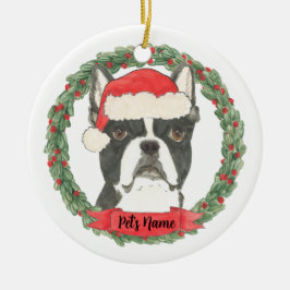Adorno De Cerámica Navidad personalizada para Boston Terrier