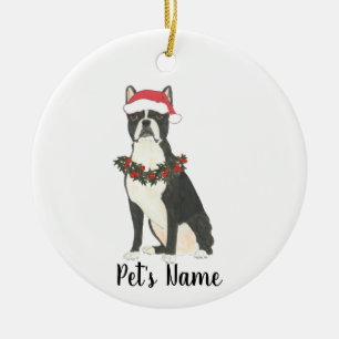 Adorno De Cerámica Navidad personalizada para Boston Terrier
