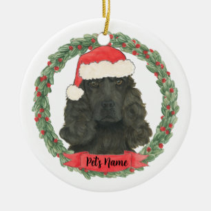 Adorno De Cerámica Navidad personalizada para Cocker Spaniel negro