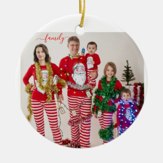Adorno De Cerámica Navidad personalizada para familia con dos fotos e