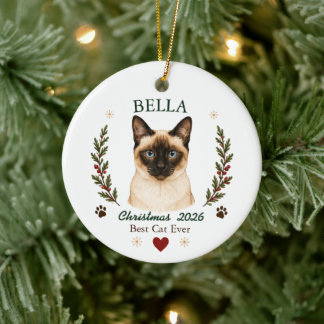 Adorno De Cerámica Navidad personalizada para gato siamés