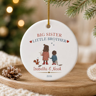 Adorno De Cerámica Navidad personalizada para hermana mayor y hermano