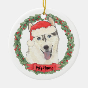 Adorno De Cerámica Navidad personalizada para Husky