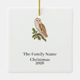 Adorno De Cerámica Navidad personalizada para la familia del búho de