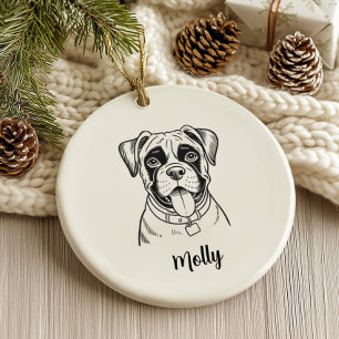 Adorno De Cerámica Navidad personalizada para perro Boxer