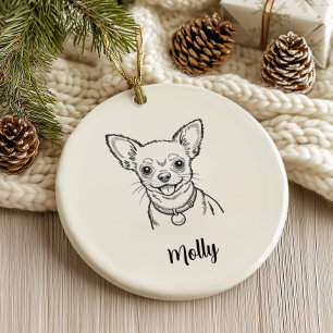 Adorno De Cerámica Navidad personalizada para perro Chihuahua