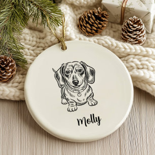 Adorno De Cerámica Navidad personalizada para perro Dachshund