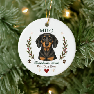Adorno De Cerámica Navidad personalizada para perro Dachshund