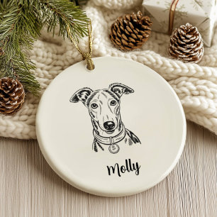 Adorno De Cerámica Navidad personalizada para perro galgo