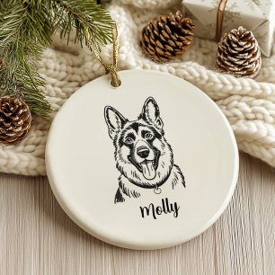 Adorno De Cerámica Navidad personalizada para perro pastor alemán