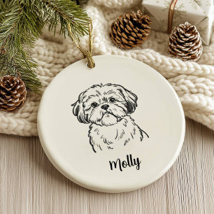 Adorno De Cerámica Navidad personalizada para perro Shih Tzu
