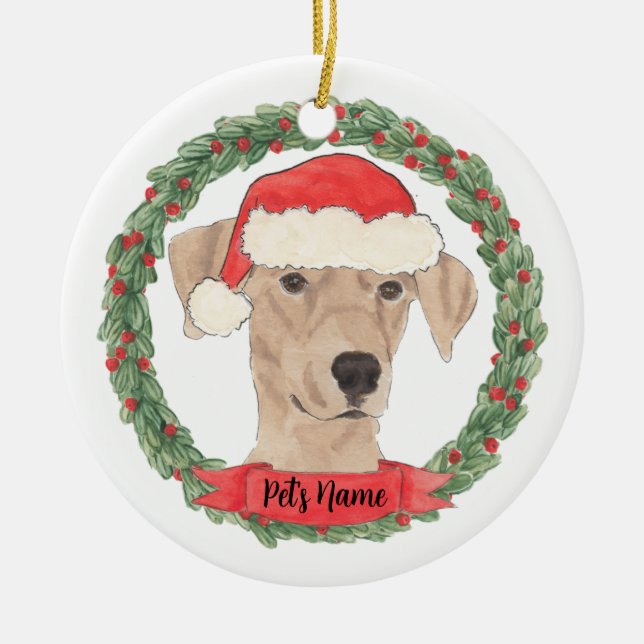 Adorno De Cerámica Navidad personalizada para Pinscher Alemán (Frente)