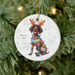 Adorno De Cerámica Navidad personalizada para Pointer Alemán de Pelo